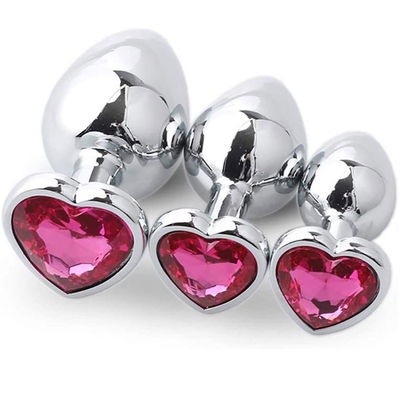 3 Size Heart Stainless Steel Personalised Butt Plug Crystal Anal Plug Prostate Massager