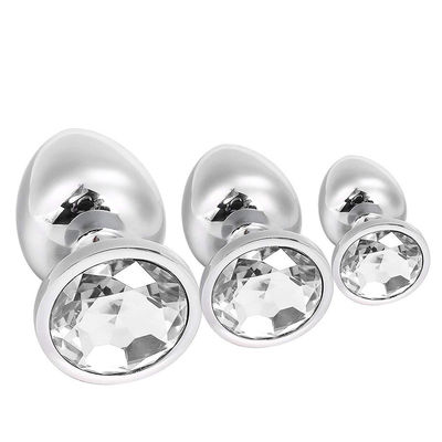 3PCS Luxury Crystal Diamond Personalised Butt Plug Stainless Steel Base Trainer Kit