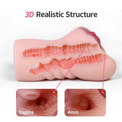 Super Realistic Male Masturbator Cup Double Channel Pocket Pussy Artificial Vagina