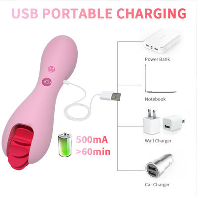 CE USB Charging Soft Silicone Vibrator Sex Toy 10 Speeds Tongue Suction Toy