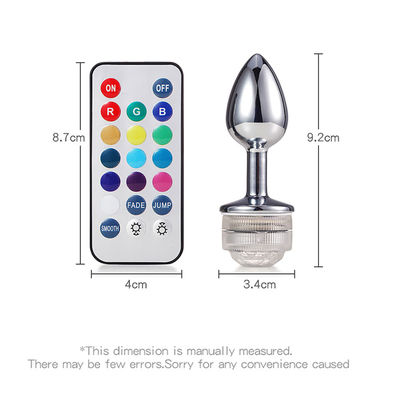 Metal Led Lamp Anal Plug Discoloration Remote Control Butt Plug