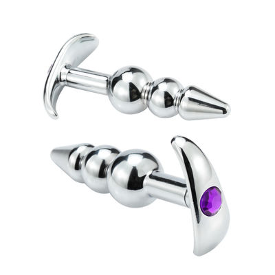 Metal Personalised Butt Plug Trainer Beads Massage SUS Anal Plugs Jewelry Crystal Gem Base Toys